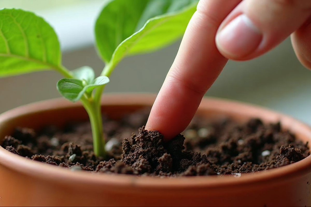 The finger test for checking soil moisture